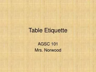 Table Etiquette