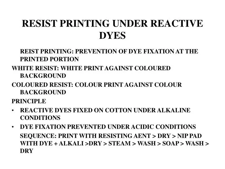 resist printing under reactive dyes