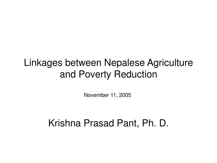 linkages between nepalese agriculture and poverty reduction