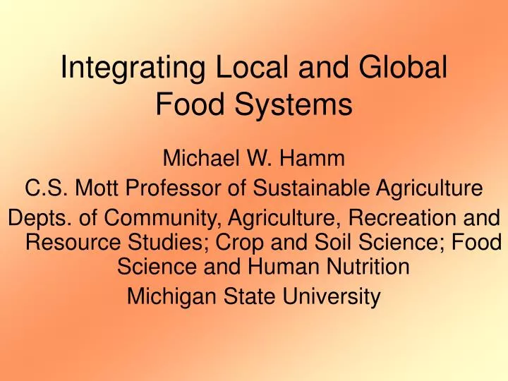 integrating local and global food systems
