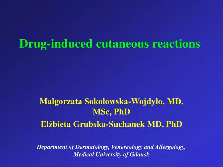 drug induced cutaneous reactions