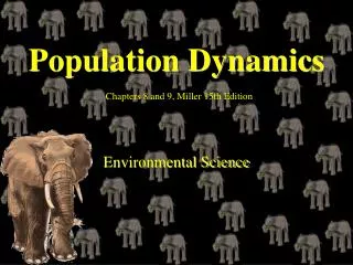 Population Dynamics Chapters 8 and 9, Miller 15th Edition