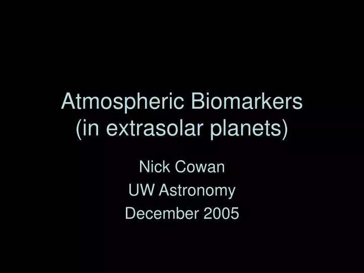 atmospheric biomarkers in extrasolar planets
