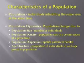 Characteristics of a Population