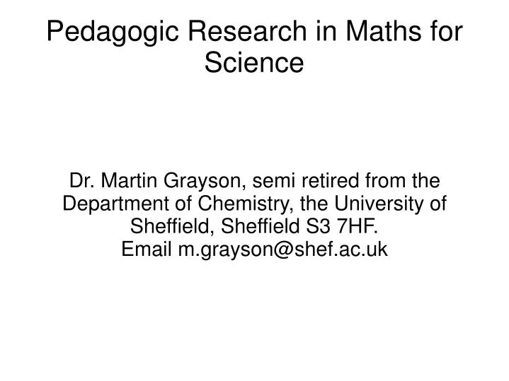 pedagogic research in maths for science