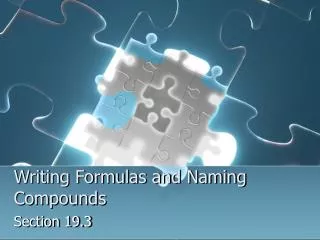 writing formulas and naming compounds