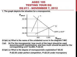 AGEC 105 Testing your EQ EQ #11 - November 7, 2012