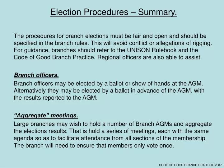election procedures summary