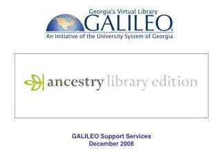 GALILEO Support Services December 2008