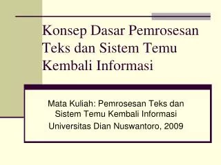 konsep dasar pemrosesan teks dan sistem temu kembali informasi
