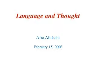 Language and Thought