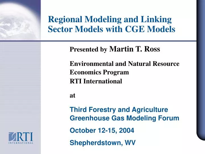 regional modeling and linking sector models with cge models