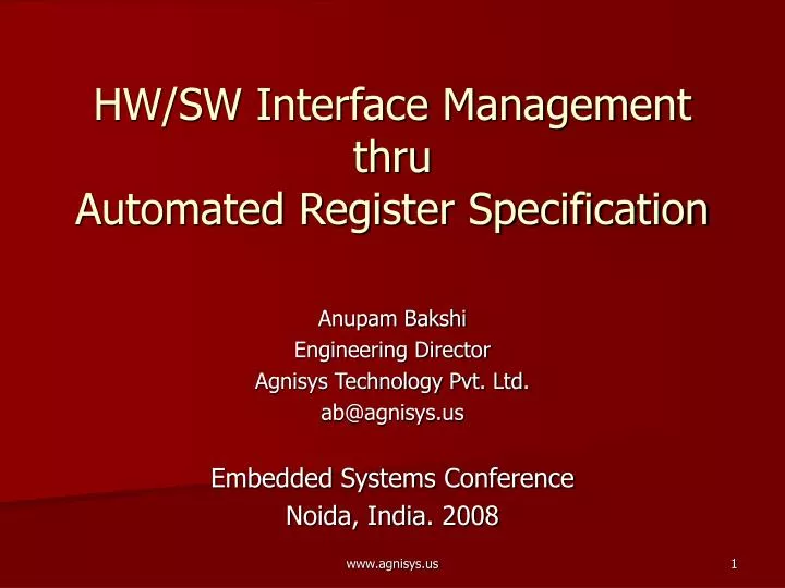 hw sw interface management thru automated register specification