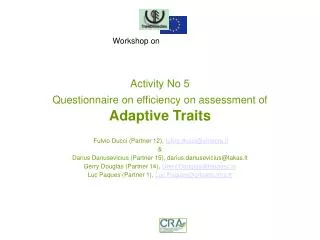 Activity No 5 Questionnaire on efficiency on assessment of Adaptive Traits