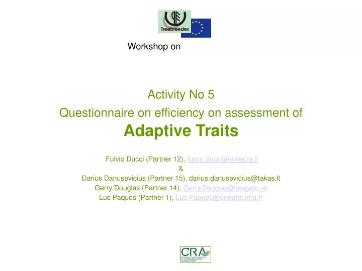 activity no 5 questionnaire on efficiency on assessment of adaptive traits