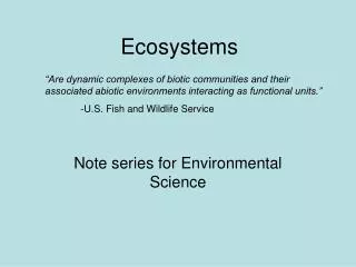 Ecosystems