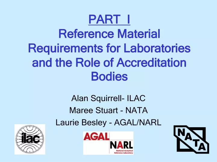 part i reference material requirements for laboratories and the role of accreditation bodies