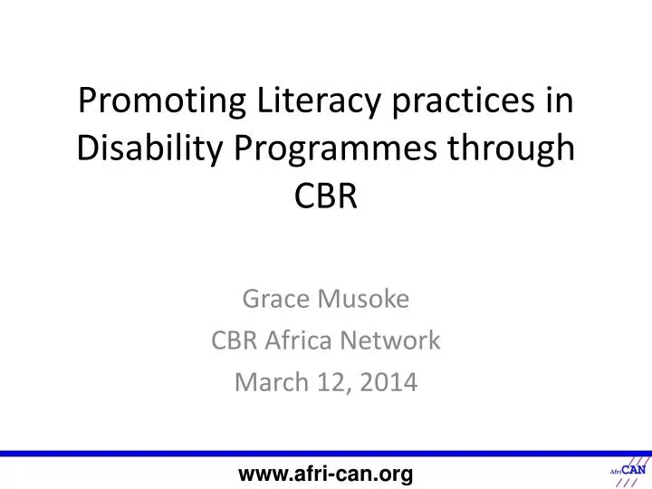 promoting literacy practices in disability programmes through cbr