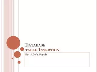 Database table Insertion