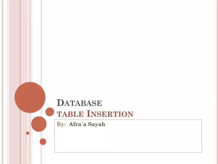 database table insertion