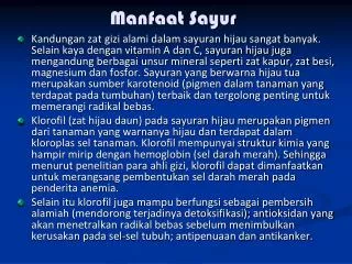 manfaat sayur