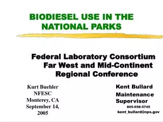 BIODIESEL USE IN THE NATIONAL PARKS