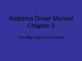 Alabama Driver Manual Chapter 2
