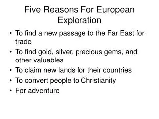 Five Reasons For European Exploration