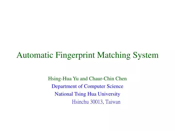 automatic fingerprint matching system