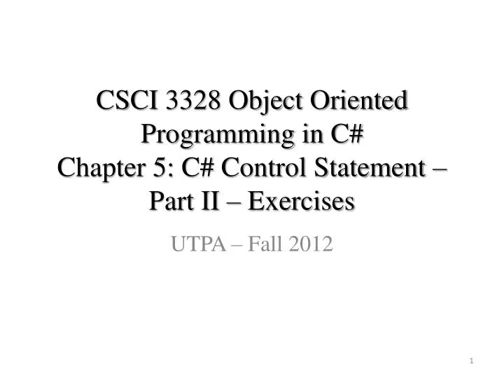 csci 3328 object oriented programming in c chapter 5 c control statement part ii exercises