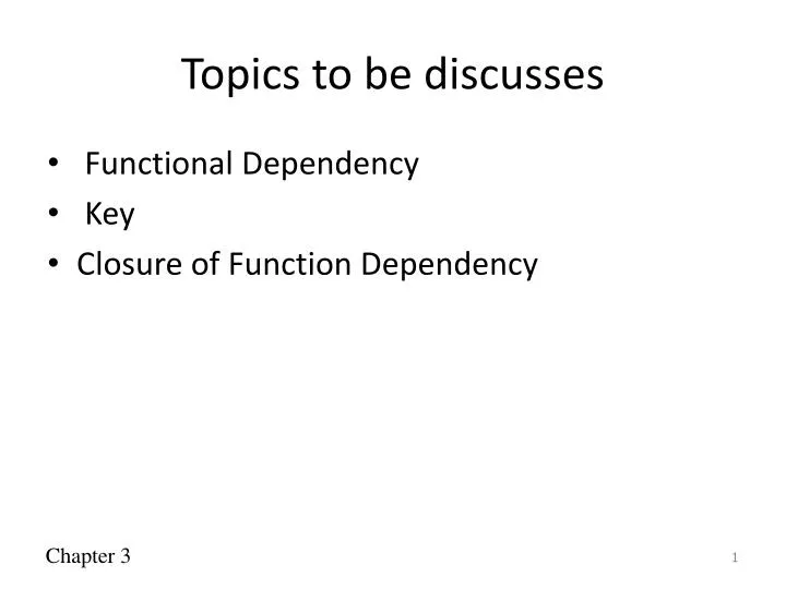 topics to be discusses