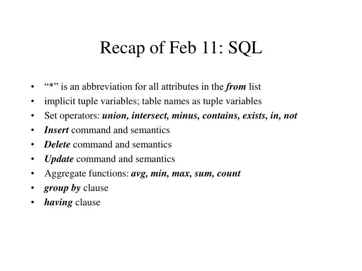 recap of feb 11 sql