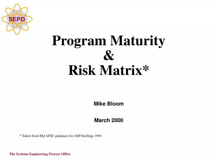 program maturity risk matrix