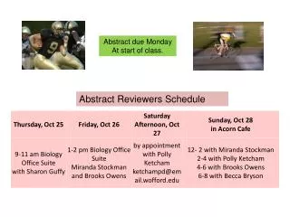 Abstract Reviewers Schedule