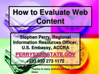 How to Evaluate Web Content