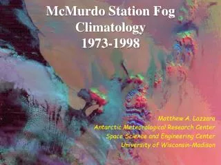 McMurdo Station Fog Climatology 1973-1998