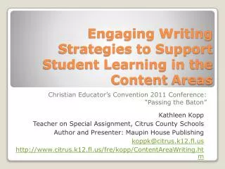 Engaging Writing Strategies to Support Student Learning in the Content Areas