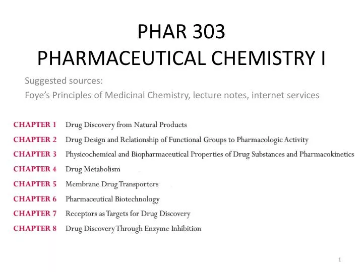 phar 303 pharmaceutical chemistry i