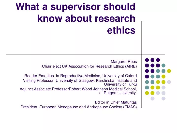 what a supervisor should know about research ethics
