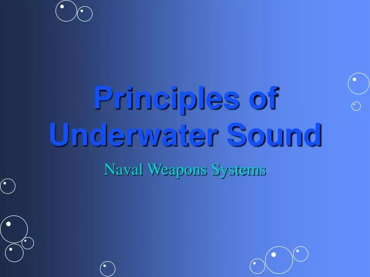 principles of underwater sound