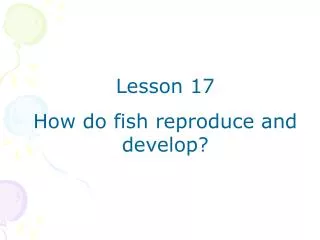 Lesson 17 How do fish reproduce and develop?