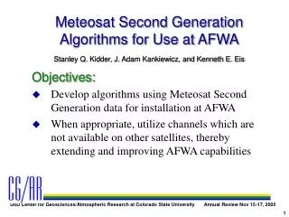 Meteosat Second Generation Algorithms for Use at AFWA