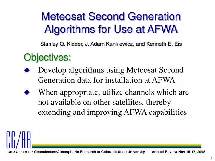 meteosat second generation algorithms for use at afwa