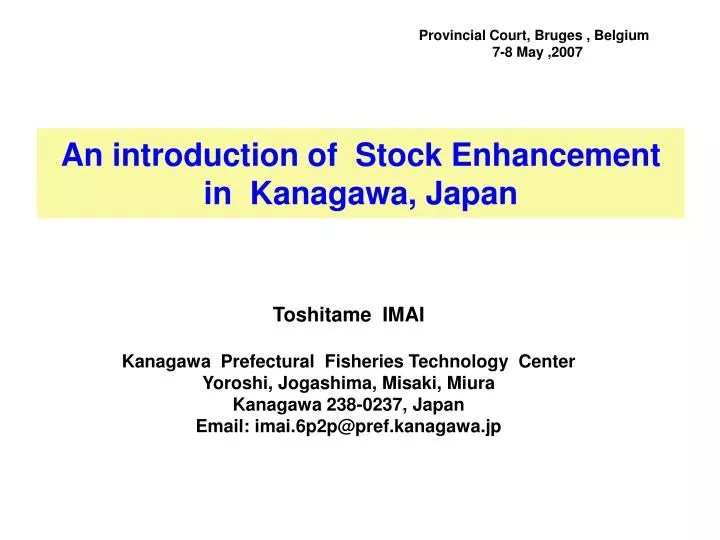 an introduction of stock enhancement in kanagawa japan
