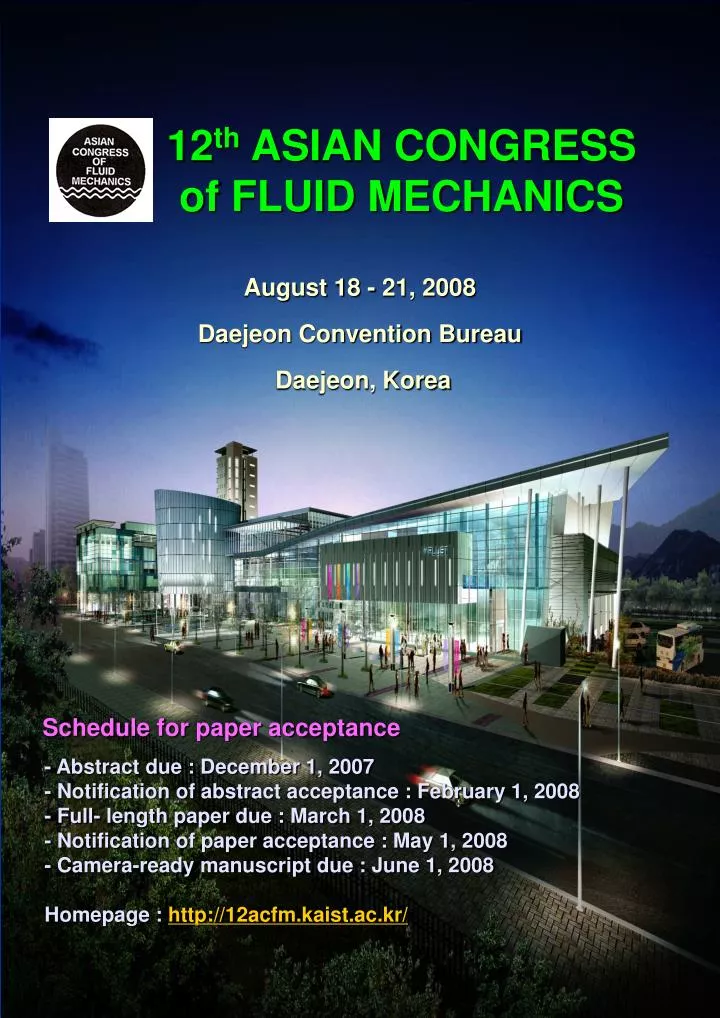 12 th asian congress of fluid mechanics