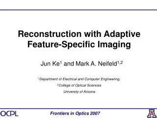 Reconstruction with Adaptive Feature-Specific Imaging
