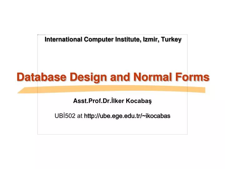 international computer institute izmir turkey database design and normal forms