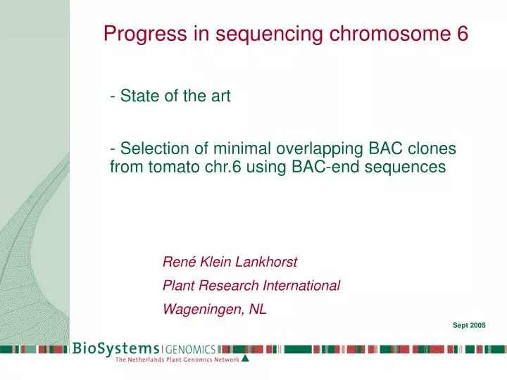 progress in sequencing chromosome 6