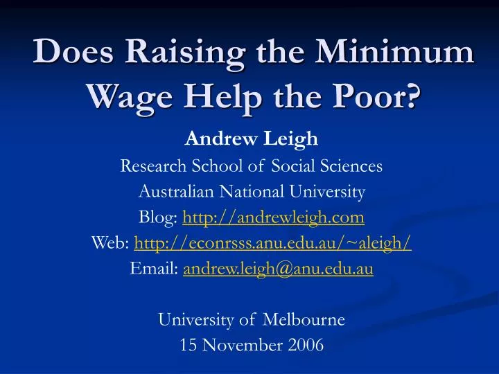 does raising the minimum wage help the poor