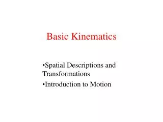 Basic Kinematics